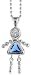 Sterling Silver December Birthstone Baby Brat Girl Pendant w/ Blue Topaz Color Cubic Zirconia