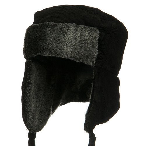 Corduroy Trooper Hat-Black (One-Size)W28S41D