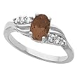 14K White Gold Smoky Quartz and Diamond Ring