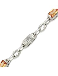Sterling 7 Inch Champagne CZ Bracelet - 7 Inch