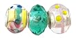 Pandora Style Three (3) Piece Charm Bead Set (Z216) - Murano Style Glass and Faceted Glass (Fits Troll too) ~ Yellow, Seafoam Green and Pink