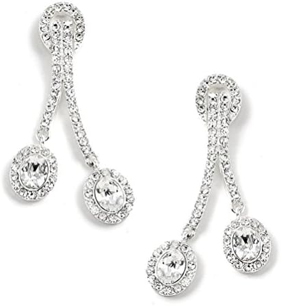 CSG Stainless steel Exquisite Crystal 2 Oval Shape Luxurious Rhinestone on Long Rhinstones String Dangle Earrings