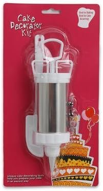 Stainless Steel Cake Decorating Syringe Kit ~ Incl 4 Tips & Spatula!