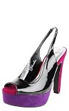 Aileen17 Patent Colorblock Slingback Heels BLACK