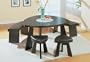 Contemporary Furniture Wenge Wood Triangular Dining Table with Matching Brown Stools and Benches