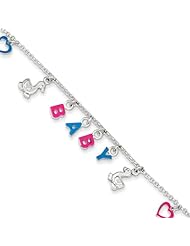 Sterling Silver Adjustable Enameled Baby Charm Bracelet