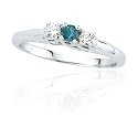 10k White Gold Blue and White Diamond 3-Stone Ring
