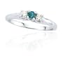 10k White Gold Blue and White Diamond 3-Stone Ring (.12 ct Center 1/4 cttw), Size 7