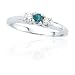 10k White Gold Blue and White Diamond 3-Stone Ring