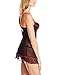 Cinema Etoile Women's Katrina Molded Cup Stretch Lace Babydoll W/Pleated Mesh Trim