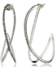 Judith Jack Licorice Crystal and Marcasite Crisscross Hoop Earrings