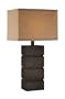 Lite Source LS-21025 Blog Wood Table Lamp, Dark Bronze Base with Tan Fabric Shade