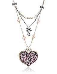Betsey Johnson "Holiday Boxed" Gift Box with Pink Leopard Heart Pendant Necklace, 19"