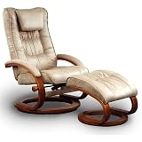 Mac Motion Chairs Model 2Piece Recliner With Matching Ottoman Mocha Microfiber With Walnut Frame