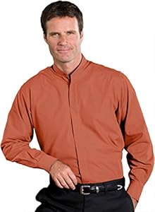 Ed Garments Men's Big And Tall Banded Collar Long Sleeve Shirt, CLAY, 5XL