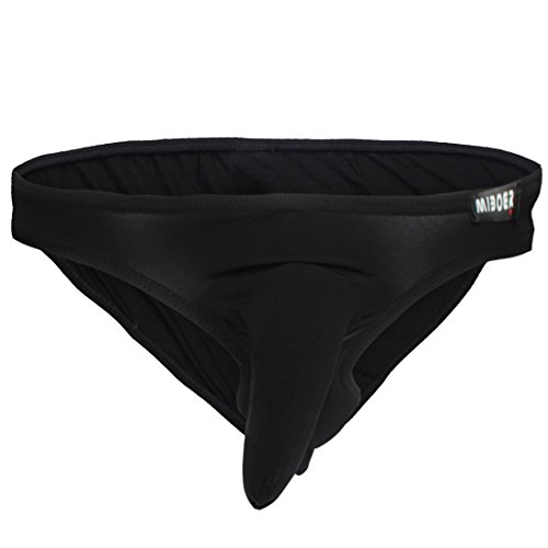 TIAOBU US Men's Long Bulge Pouch Bikini Brief M Black