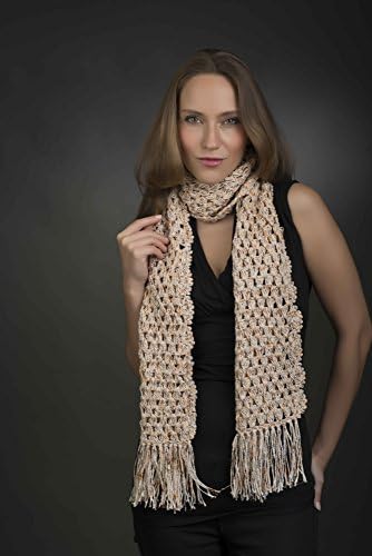 Unique Handmade Crochet Scarf Hand Crocheted 100% Cotton Orange White and Brown by Elizabeth Koh