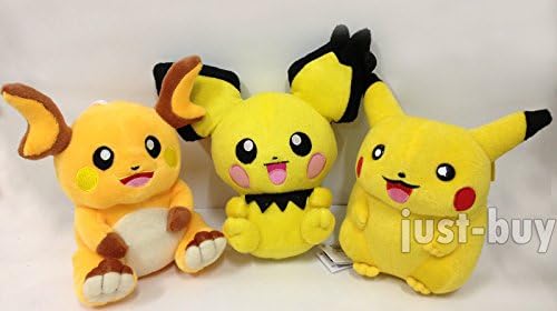3X Pokemon Plush Pichu Pikachu Raichu Soft Toy Stuffed Animal Doll Teddy 8"