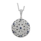 14K White Gold 1/5 ct. Diamond and 1/5 ct. Sapphire Circle Locket with Chain -16''