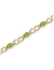 14K Yellow Gold Oval Peridot and Diamond Bracelet by Jewelry Mountain