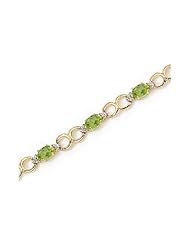 14K Yellow Gold Oval Peridot and Diamond Bracelet