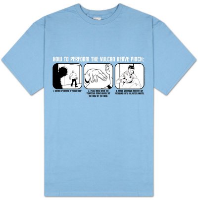 Star Trek VULCAN NERVE PINCH Spock Adult Blue T-shirt