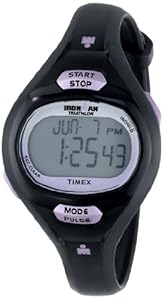 Timex Women's T5K187 Ironman Pulse Calculator Black/Purple Resin Strap Watch