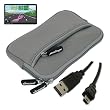 Premium Gray Glove Series Carrying Case + Clear Screen Protector + USB Data Cable for Garmin Nuvi 1450 1450LMT