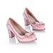 Charm Foot Fashion Bows Womens Chunky High Heel Pumps Shoes