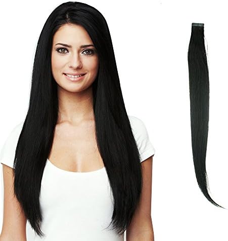 HairExtensionSale Clip in Remy Human Hair Extensions Silky Straight 20 Pieces Per Pack (16" Jet Black)