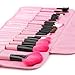 Premium Synthetic Kabuki Makeup Brush Set Cosmetics Foundation Blending Blush Eyeliner Face Powder Brush Makeup Brush Kit 24pcs (Pink)