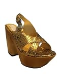 LANVIN Python Platform Slingback Sandal in Gold