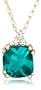 10k Yellow Gold, May Birthstone, Created Emerald and Diamond Pendant
