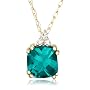 10k Choice of White or Yellow Gold, May Birthstone, Created-Emerald and Diamond Pendant