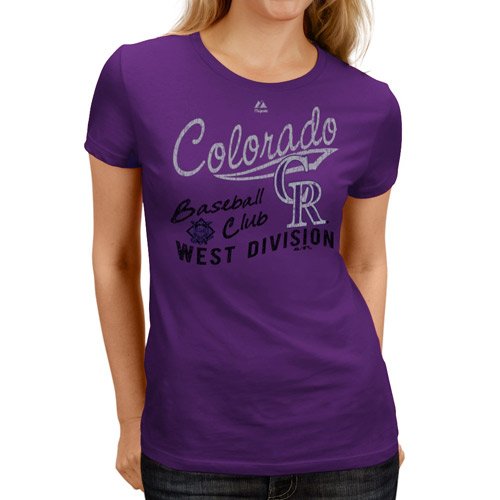 MLB Colorado Rockies Women's Short Sleeve Crew Neck Tee (Regal Purple, Large)