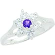 Sterling Silver Porcelain Amethyst & Cubic Zirconia Right Hand Ring Sz 6