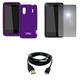 EMPIRE Purple Silicone Skin Case Cover + Mirror Screen Protector + USB Data ....