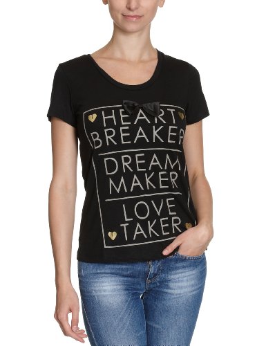 VILA CLOTHES Damen T-Shirt 14005883, Gr. 38 (M), Schwarz (BLACK) Preisvergleich