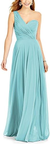 LoveMyth Women's Chiffon Pleated Backless Long A-Line Bridesmaid Party Dress Spa 16