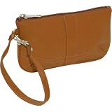 Piel Leather Ladies Wristlet Bag - Top-loading - Leather - Saddle - Saddle