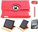 Ipad 2 Red 360 Degree Rotating Pu Leather Case Cover-stand F