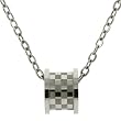 Stainless Steel Checker Design Barrel Love Foreve Pendant Necklace 22 inches by Bucasi Stainless Steel Checker Design Barrel Love Foreve Pendant Necklace 22 inches by Bucasi