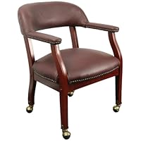 Burgundy Leather Luxurious Conference Chair with Caster