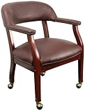 Burgundy Leather Luxurious Conference Chair with Caster