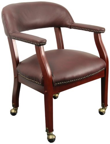 Burgundy Leather Luxurious Conference Chair with Caster