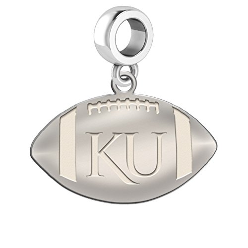 Kansas Jayhawks Sterling Silver Football Cut Out Drop Charm Fits All European Style Charm Bracelets
