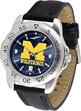 Michigan Wolverines Suntime Sport Leather Anochrome Mens NCAA Watch