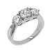14K White Gold Moissanite 3 Stone 3 Prong Design (.75 cttw equivalent) Center Stone & 2 (.33 cttw equivalent) Side Stones