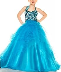 Girls Sequined Applique Pageant Dress 