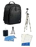MidSize Digital SLR Pro Backpack + 60 inch Heavy Duty Photo Video Tripod with 3 Way Fluid Head + Digi Mini Tripod + Screen Protectors + Camera Cleaning Kit for Sony NEX-3C
